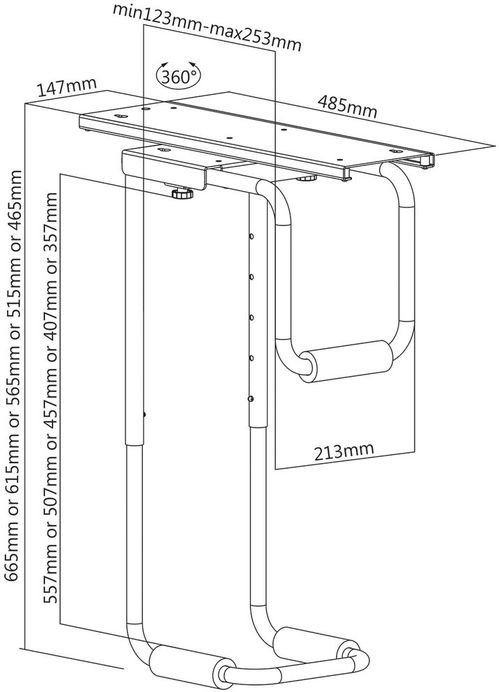 Soporte de PC para trabajo pesado, extensible, giratorio VALUE