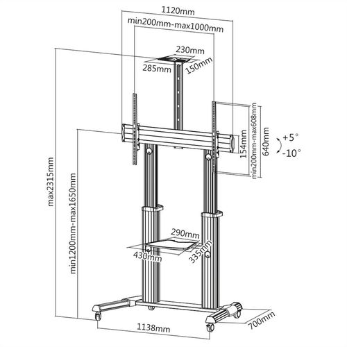 Soporte móvil LCD / TV, hasta 100 kg. Premium< 254cm ROLINE