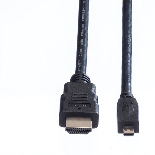 CABLE HDMI 2 M. HDMI A M/HDMI TIPO D (MICRO) M  ALTA VELOCIDAD CON ETHERNET VALUE