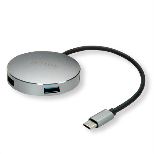 HUB USB 3.0, 4 PUERTOS USB TIPO A H , CABLE TIPO C, ALUMINIO ROLINE