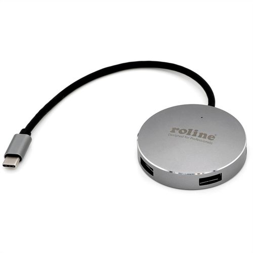 HUB USB 3.0, 4 PUERTOS USB TIPO A H , CABLE TIPO C, ALUMINIO ROLINE