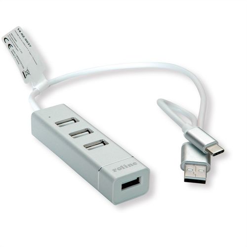 HUB USB 2.0, 4 PUERTOS TIPO A H , CONEXION TIPO A+C PARA ALIMENTACION Y DATOS ROLINE