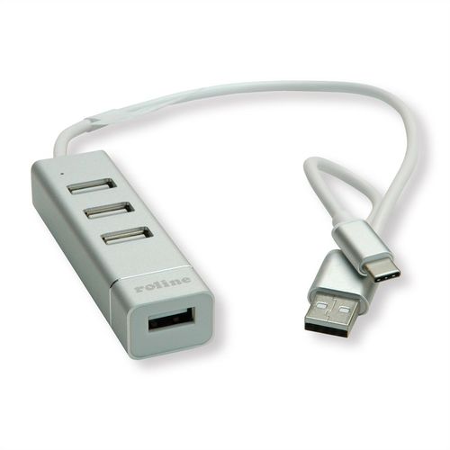 HUB USB 2.0, 4 PUERTOS TIPO A H , CONEXION TIPO A+C PARA ALIMENTACION Y DATOS ROLINE