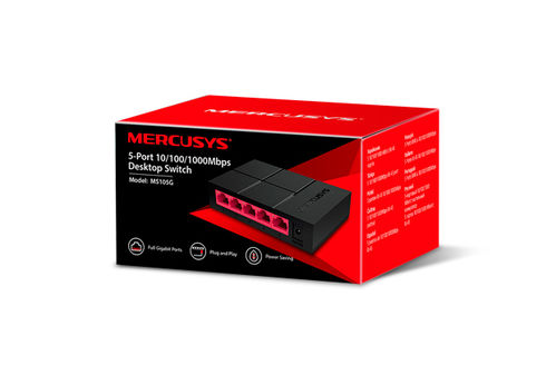 Switch gigabit Sobremesa 5-Puertos 10/100/1000 Mbps MERCUSYS