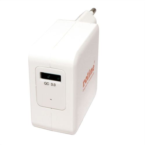 CARGADOR DE PARED USB 1 PUERTO QC3.0. A RED 100-240 V AC - DC 3.6V-6.5V/3A, 6.5V-9V/2A, 9V-12V/2A (max. 24 W), BLANCO ROLINE