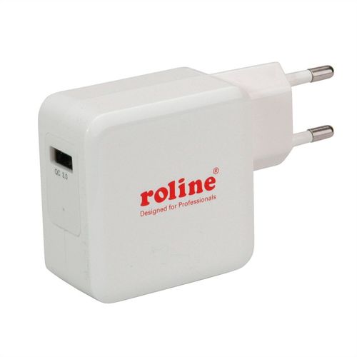 CARGADOR DE PARED USB 1 PUERTO QC3.0. A RED 100-240 V AC - DC 3.6V-6.5V/3A, 6.5V-9V/2A, 9V-12V/2A (max. 24 W), BLANCO ROLINE