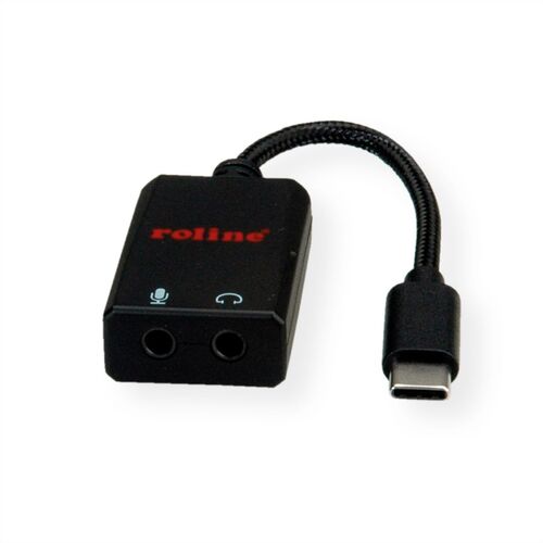 CONVERTIDOR USB TIPO  C - 2x 3.5mm Audio + Microfono , M/H, 15 CmS ROLINE