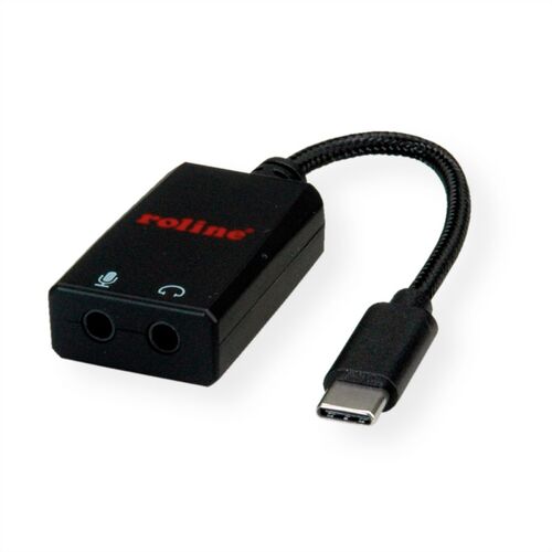 CONVERTIDOR USB TIPO  C - 2x 3.5mm Audio + Microfono , M/H, 15 CmS ROLINE