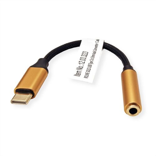 CONVERTIDOR TIPO C  - 3.5mm Audio GOLD 13 CM ROLINE